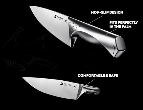 WIZEKA Knife Set with Block 15Pcs, High Carbon Stainless Steel, Razor-Sharp