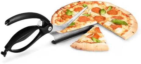 Dreamfarm Scizza 2-In-1 Easy Ergonomic Pizza Scissors with Stainless Steel Pizza Cutter Blades & Non-Stick Slice Server - Black
