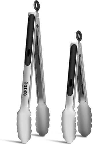 Stainless Steel Cooking Tongs, Heat Resistant Metal Tongs 9" and 12"