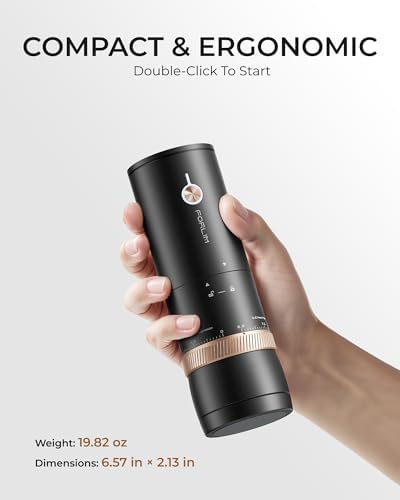 FORLIM Portable Burr Coffee Grinder, 80 Precision Settings, Single-Dose