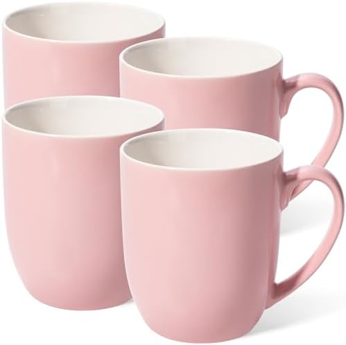Large Ceramic Coffee Mugs Set of 4 16oz(475ml) Tea Cups Idea Gifts Pink