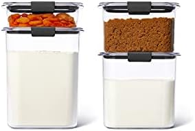 Rubbermaid Brilliance Pantry Food Storage Containers, Set of 4 (8 Pieces), BPA-Free, Clear, Airtight