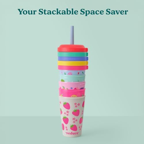 REDUCE GoGo's Kids 5-Pack 12oz Tumbler Cups with Lids & Spill-Proof Straws