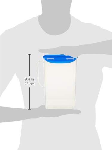 LocknLock Aqua Fridge Door Water Jug with Handle BPA Free Plastic Pitcher with Flip Top Lid Perfect for Making Teas and Juices, 2 QT, Blue (Pack of 5)