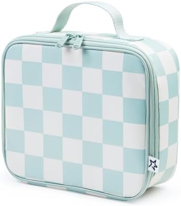 Tiny Twinkle Insulated Lunch Box for Girls and Boys | Durable and Reusable for School & Travel | Ages 3 and Up | Waterproof and Easy to Clean | PFAs and BPA Free（Sage Checkers）