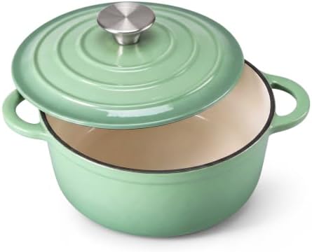 Leonyo 3-Quart Small Enameled Cast Iron Dutch Oven with Lid,Pistachio Green