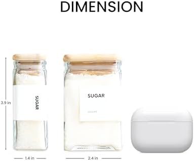 APT 1101 Glass Storage Jars with Bamboo Lid, glass canisters with airtight lids, Clear jars with lids for Spice, Cookie, Candy, Tea, Coffee Bean and Rice (White, 4oz, set of 12)