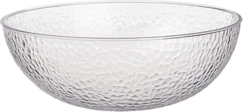 Lillian Collection Stunning Clear Plastic Round Hammered Bowl - 15" (4 Pc.) - Unique Textured Design - Perfect for Parties & Displays