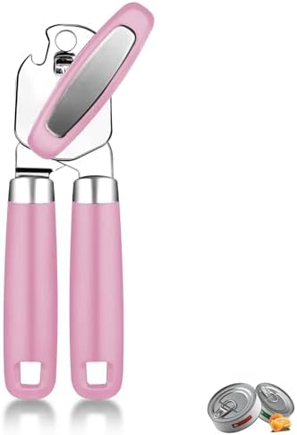 Manual Can Opener, Stainless Steel Smooth Edge Hand Held Can Opener, Heavy Duty Multifunctional Bottle Opener With Easy Turn Knob
