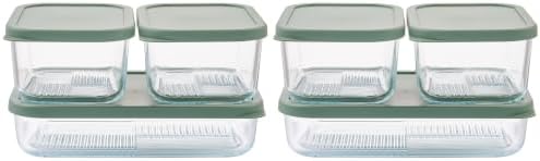 12-Piece Airtight Borosilicate Glass Food Storage Containers with Snap Lids, 25.35oz & 40.57oz Mixed Sizes in Soft Sage by Container Culture by DuraLiving