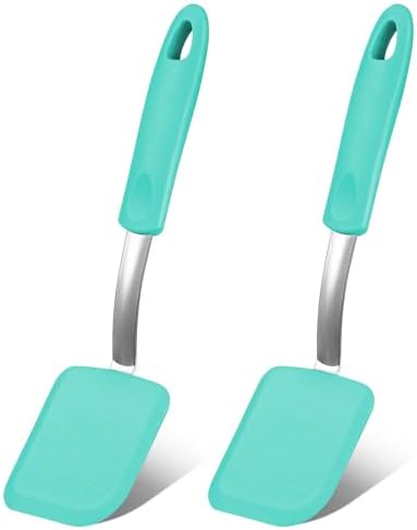 2 Pcs Mini Silicone Cookie Brownie Spatula,Solid Flat,Green
