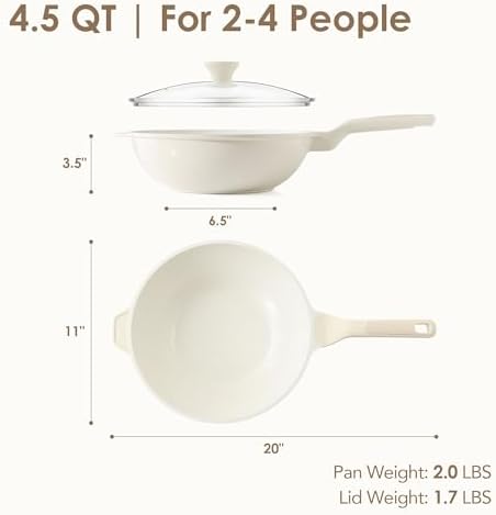 SENSARTE Nonstick Ceramic Wok Pan with Lid, 11Inch Non Toxic Stir-fry Pan