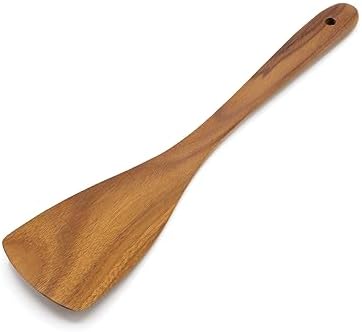 FAAY Teak Wooden Turner, Saute Paddle, Spatula, Compact - XL Size, Healthy and High Moist Resistance for Non Stick Cookware (12 Inch Flat Edge Spatula)