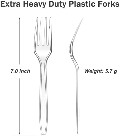 Dealusy 360 Count Extra Heavy Duty Clear Plastic Forks Disposable