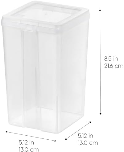 IRIS USA Vertical Plastic Flip Top Storage Containers Bins with Lids for Pantry, Home, Office, Organization, Medium, Stackable Hinged Organizer with Latches, Clear, 20 Pack