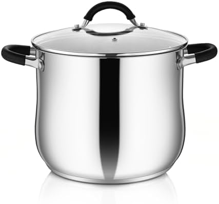 P&P CHEF 10 Quart Stainless Steel Stock Pot, Cooking Pot with Visible Lid