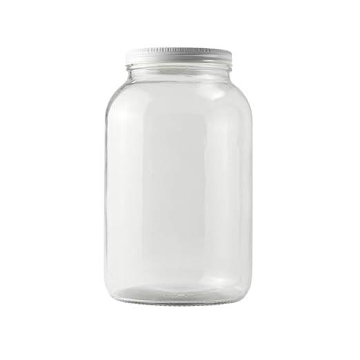 FastRack - 1 Gallon Jar with White METAL Airtight Lid | Glass Canisters with Airtight Lids | Large Glass Jar with Fermentation Lid for brewing, fermentation and pickling