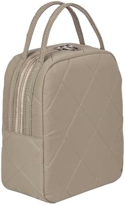 Machine Washable Women Quilted Fabric Insulated Reusable Cooler Lunch Bag Tote Adult Thermal Lunch Box Storage Bag for Ｗork (Camel)