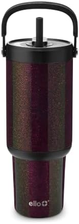 Ello Oasis Go+ 32oz Tumbler with Top Handle and Retracting Straw | Reusable Insulated Stainless Steel Cup, 100% Leakproof Water Bottle, 24 Hours Cold, Cup Holder Friendly For Travel | Moonstone