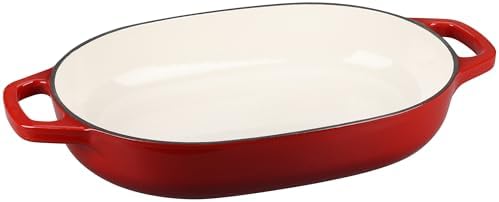 EDGING CASTING Enameled Cast Iron Oval Dutch Oven Pot with Lid, Dutch Oven for Sourdough Bread Baking, Bread Oven, Bread Dutch Oven, Oval Bread Pan, 7qt, Red