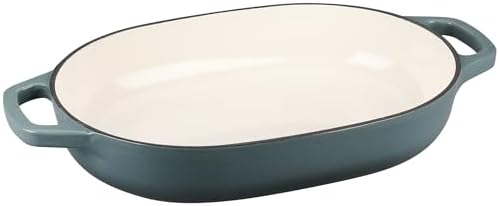 EDGING CASTING Enameled Cast Iron Oval Dutch Oven Pot with Lid, Dutch Oven for Sourdough Bread Baking, Bread Oven, Bread Dutch Oven, Oval Bread Pan, 7qt, Slateblue