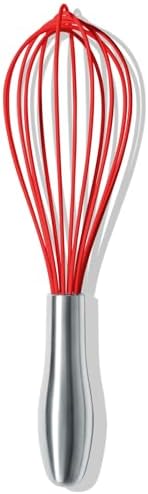 OYV 10-Inch Red Silicone Whisk, Non-Scratch, 18/10 Stainless Steel Handle