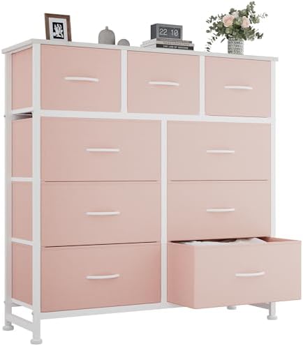 OLIXIS 9 Drawer Pink Dresser for Bedroom, Closet Organizers and Storage