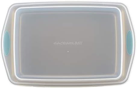 Rachael Ray Cucina Nonstick Baking Pan / Cake Pan With Lid and Grips, Rectangle - 9 Inch x 13 Inch, Brown