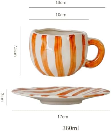 Espresso Cups Ceramic Coffee Mug Series European Striped Dot Coffee Cup And Saucer Mug Cake Plate Afternoon Tea Set Tea Cup And Saucer (Brown)