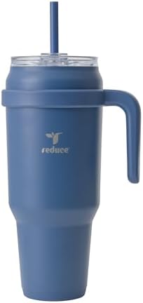 Reduce 50 oz Stainless Steel Tumbler with Handle-Dual-Wall Vacuum Insulated Travel Mug, Sweat-Proof Lid & Reusable Straw - Keeps Drinks Cold for 24 Hrs, Fits Cupholders, Dishwasher Safe-Elemental Blue