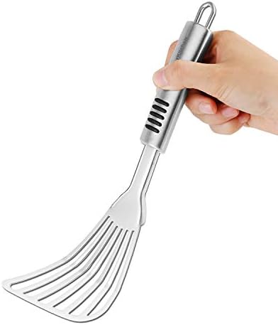 Stainless Steel Fish Spatula with 1.2mm Thick Blade - Multipurpose Turner for Fish, Eggs, Meat, and Dumplings - Perfect for Grilling, Frying, and More - Bonus Silicone Brush and Oven Mitt - Set of 1