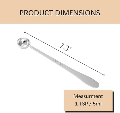 2PCS 1Teaspoon(1tsp, 1/3tbsp, 5ml) Extra-long Handle Measuring Spoon