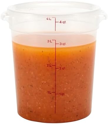 Cambro Food Storage Containers with Lids (BPA-Free) - 4 Quart - Food Grade Buckets with Lids (4 Pack) - For Dough Proofing and Brining (Translucent)