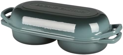 EDGING CASTING Enameled Cast Iron Double Bread Dutch Oven, Slateblue