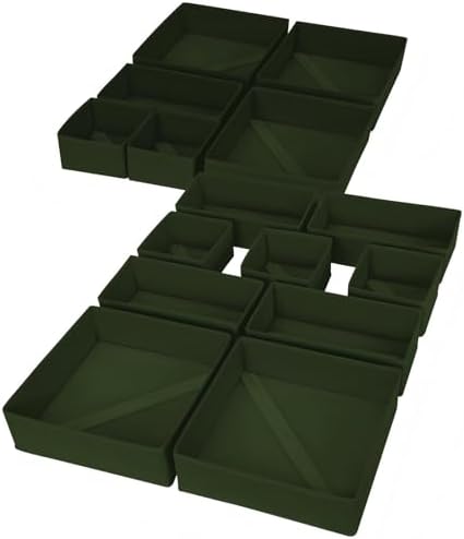 DIMJ Drawer Organizer Clothes, 15 Pack Dresser Organizer, Foldable Closet Organizers and Storage, Fabric Dresser Bins, Drawer Dividers for Nursery, Baby Clothes, Underwears, Sock (Green)