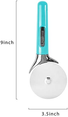 Farberware Pro Pizza Cutter Wheel with Aqua Sky Handle, Sharp Stainless Steel Blade, Finger Guard, Raised Tip-Up Head, Dishwasher Safe - Cuts Pizza, Pie Crust and Pastry