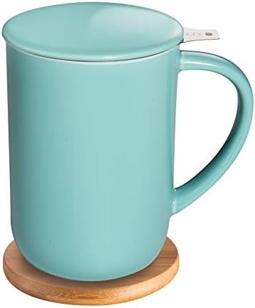 CEEFU 16oz Porcelain Tea Mug with Infuser, Lid and Coaster