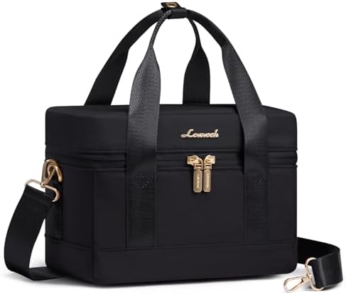 LOVEVOOK Insulated Lunch Box for Women Men, Reusable Lunch Bag with Large Capacity, Leakproof Cooler Lunch Tote for Work, Office, Outdoor Use, Black