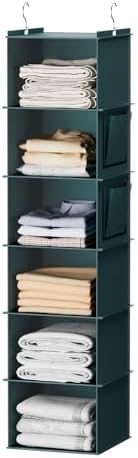 YOUDENOVA Hanging Closet Organizer and Storage, 6-Shelf, Green