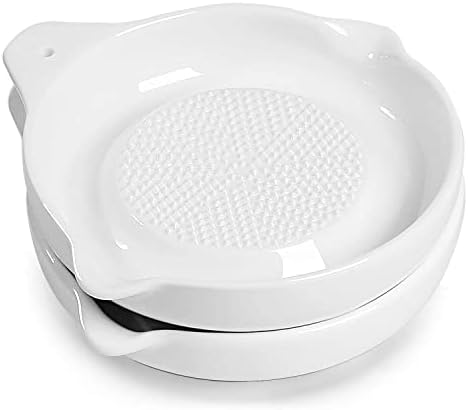 ONTUBE Ceramic Grater Plate for Ginger, Garlic, Onion (5.5" x 2 Pieces)