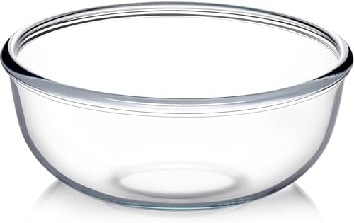 NUTRIUPS 6 QT Large Glass Mixing Bowl, Clear Big Salad Bowl for Kitchen