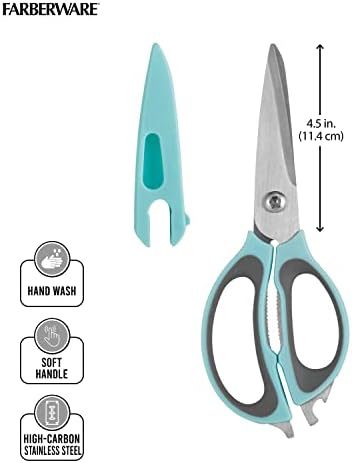 Farberware 4-in-1 Kitchen Shears, 2-Piece, Aqua and Gray