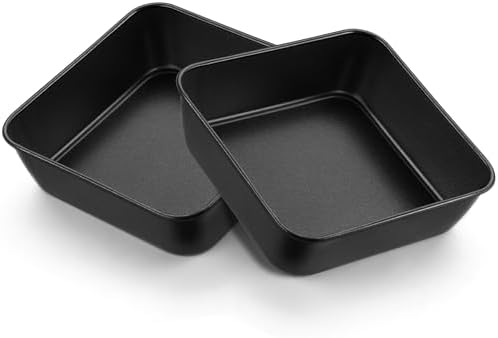 E-far 6 x 6 Inch Square Baking Cake Pan, Nonstick Small Baking Pan Set of 2
