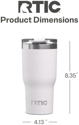 RTIC 30oz Essential Tumbler with Lid, Ceramic Lined, White