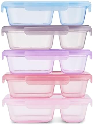 Ello Snap & Nest 3 Cup Divided Plastic Meal Prep Set, 10 Pc, Berry Fields