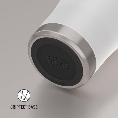 THERMOS Icon Series 24oz Stainless Steel Tumbler with Slide Lock Lid, Leakproof, Fits Cupholder, Dishwasher Safe, Griptec™ Non‑Slip Base, Keeps Drinks Hot 6 Hrs/Cold 22 Hrs, Snow