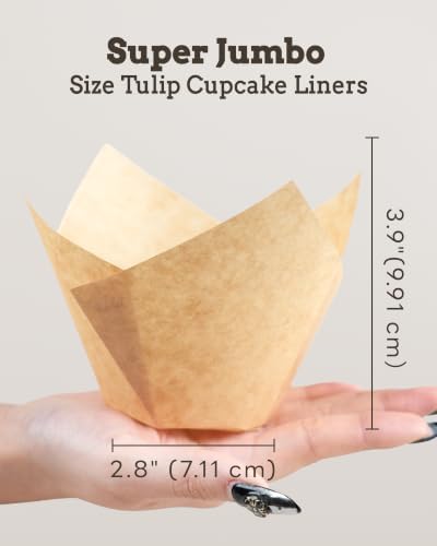 Bake Choice 100pcs Natural Super Jumbo Tulip Cupcake Liners for Baking
