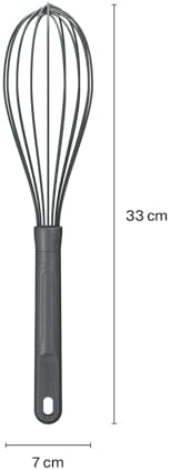 Zyliss Silicone Large Balloon Whisk, Sustainable Wheatstraw/Nylon, Balloon Whisk for Cooking and Serving with Heat Resistant Silicone Head, Beluga Grey, 12" x 2.6", Dishwasher Safe, 5 Year Guarantee