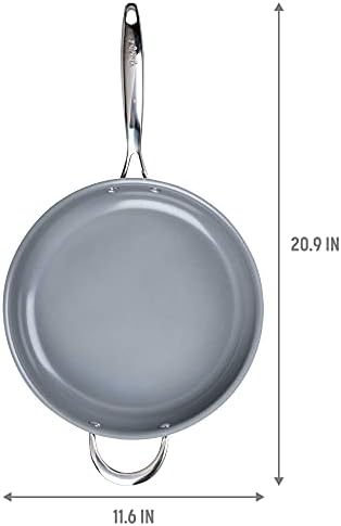 Goodful Ceramic Nonstick Deep Saute Pan with Lid, Dishwasher Safe Pots and Pans, Comfort Grip Stainless Steel Handle, Skillet Frying Pan Made without PFOA, 4-Quart, Green