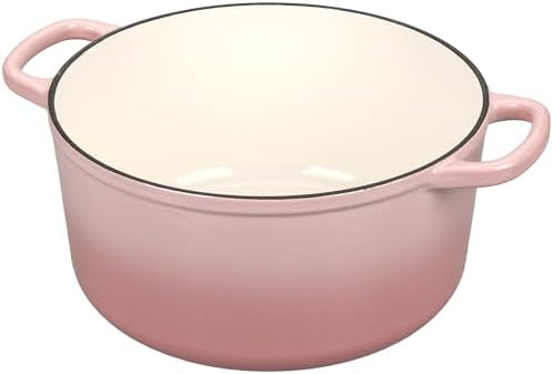 EDGING CASTING Enameled Cast Iron Dutch Oven with Sourdough Bread Baking Kit, Bread Dutch Oven with Lid, Includes Proofing Basket & Baking Tools, 5qt, Pink